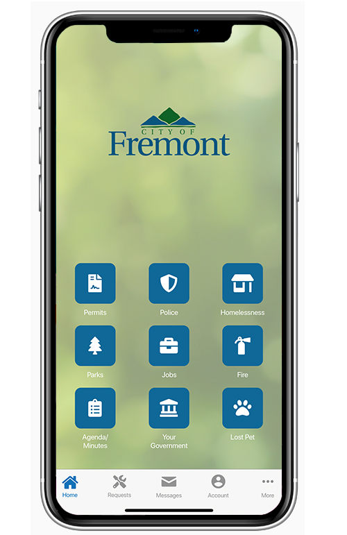 Fremont App homepage 
